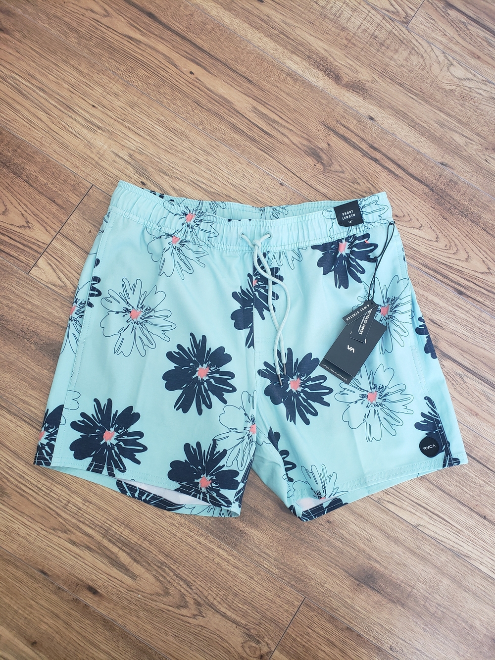 RVCA Men's Mint Floral Swim Trunks Size M